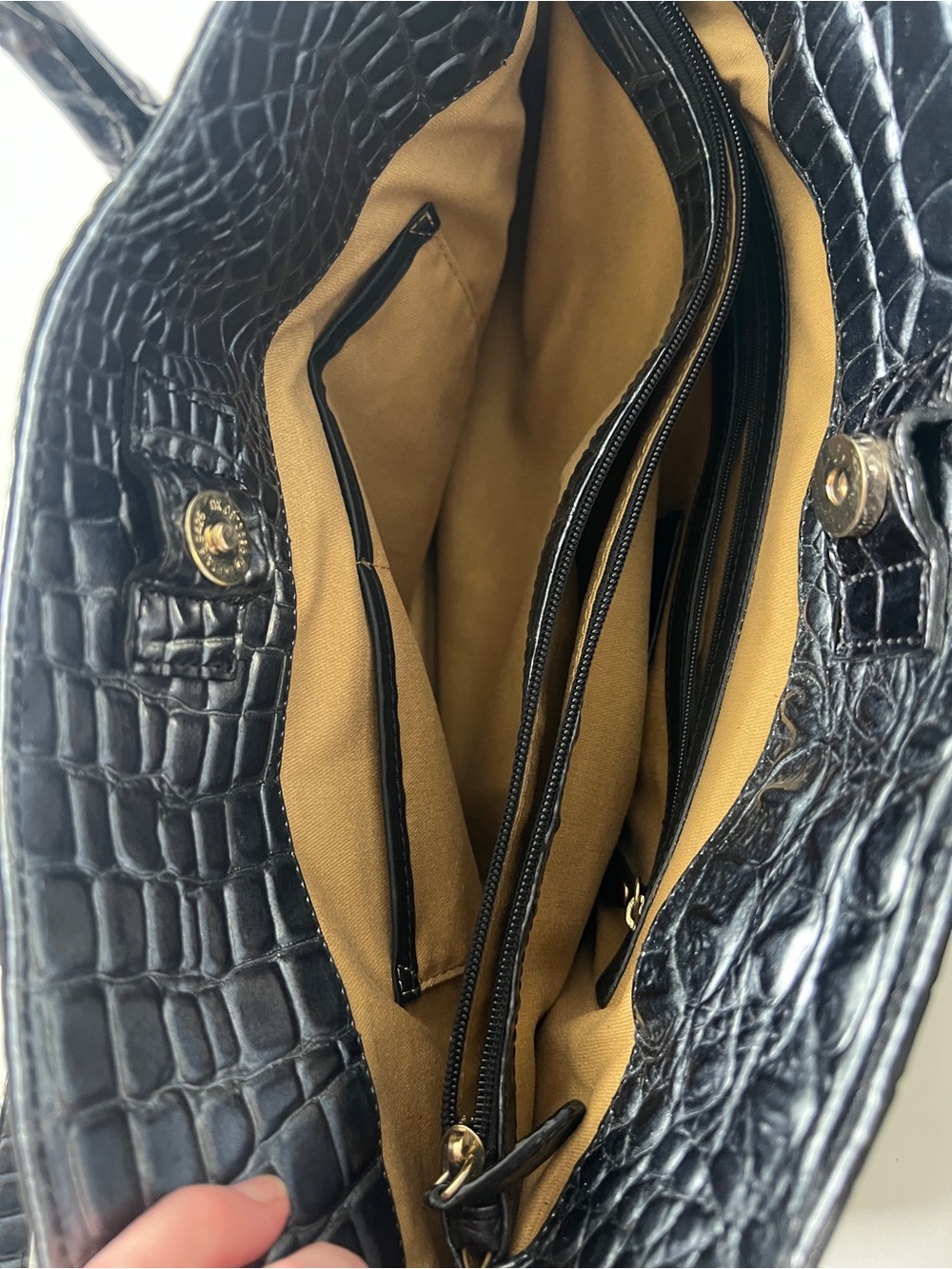 ANTONIO MELANI unique blue /Black Croc-Embossed Satchel with Detachable Strap - Picture 9 of 11
